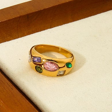 Luxuriöse Retro-Statement-Ringe aus Edelstahl im geometrischen Stil h5 Bild4