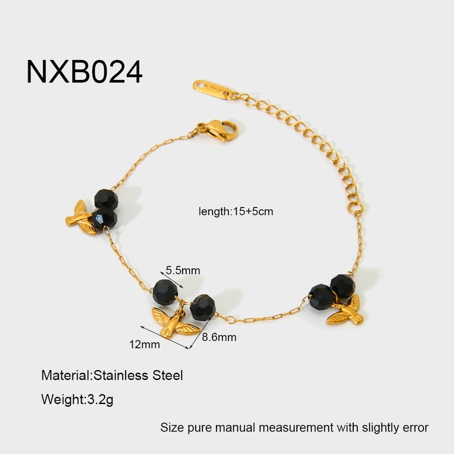 Pulseras de acero inoxidable para mujer con temática de cereza y fruta de moda 