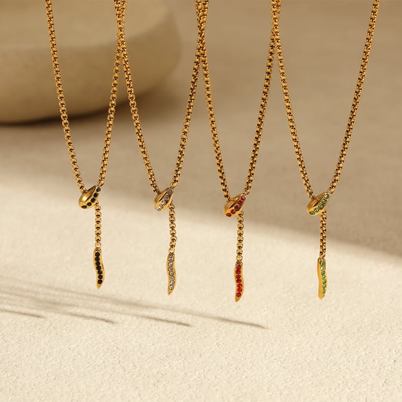 Luxuriöse Serie Tägliche Tier Edelstahl Zirkon Damen Anhänger Halsketten 2