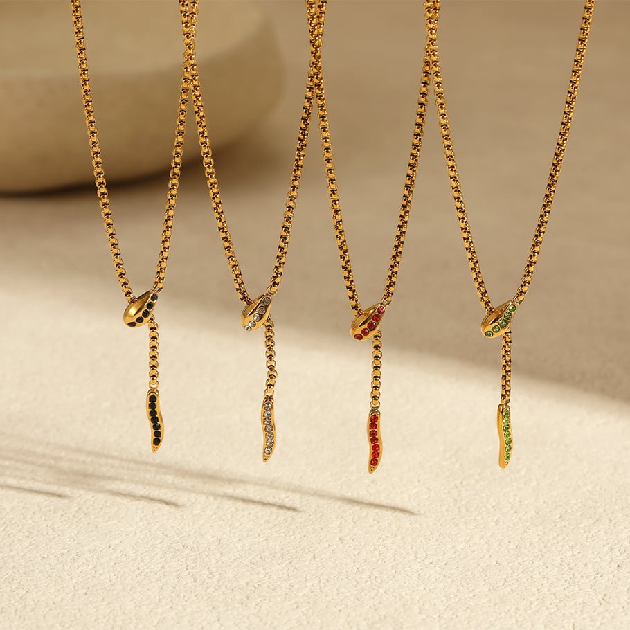 Colliers à pendentif en acier inoxydable et zirconium pour femme, série luxueuse, motif animal quotidien Image2
