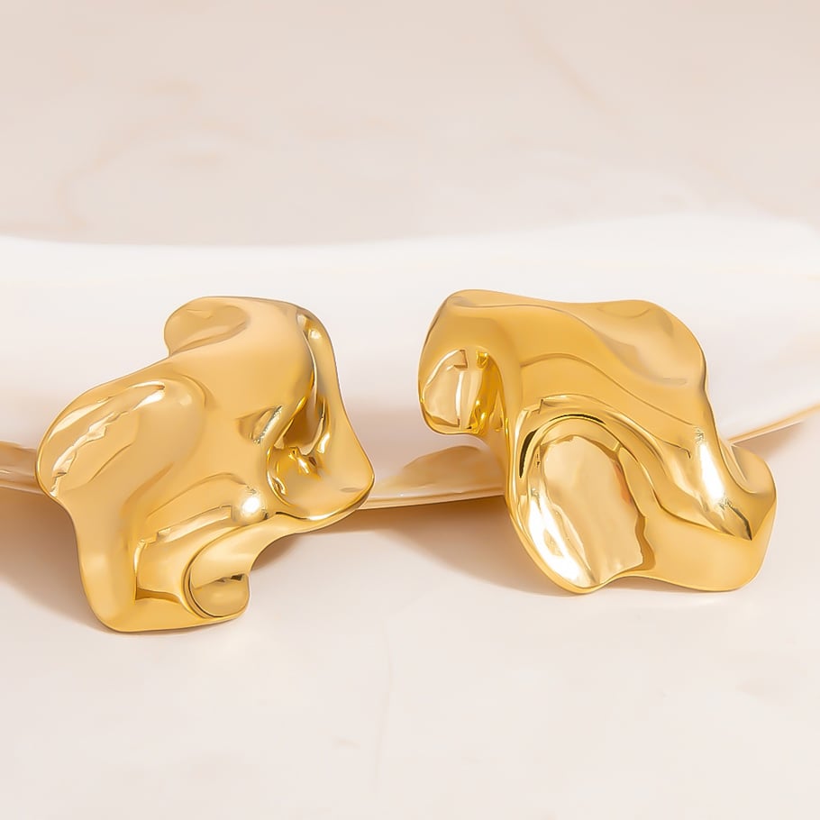 Ohrstecker mit Blumen-Motiv, Edelstahl, goldfarben Bild4