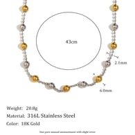 Round Bead Chain Interval Gold Bead Necklace - Two Colors 