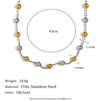 Simple Series Fashion OL Mixed Color Stainless Steel Women's Beaded Necklaces h5 