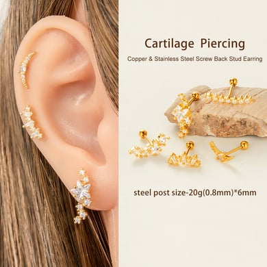 Stern Kupfer Gold Farbe Piercings Ohrringe h5 Bild4