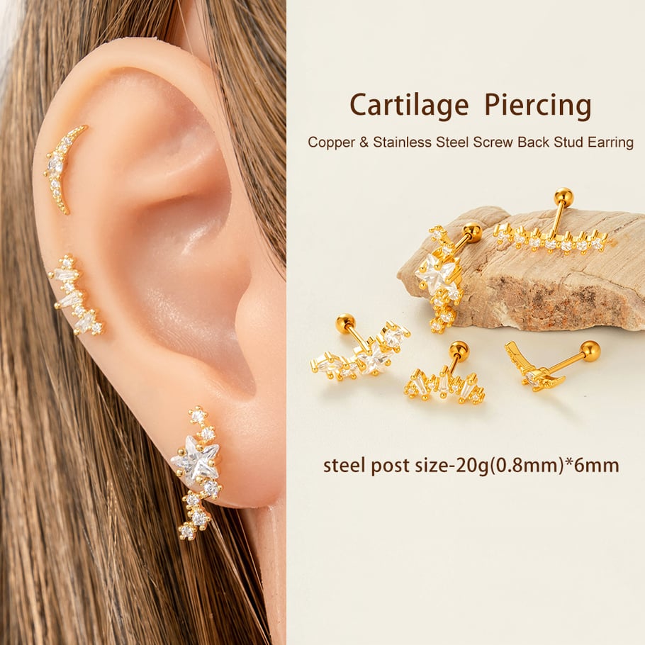 Stern Kupfer Gold Farbe Piercings Ohrringe Bild4