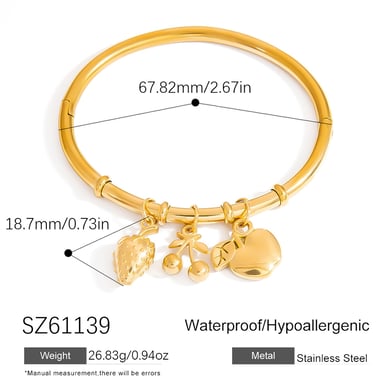 Cute Fruit Stainless Steel Gold Color Women's Charm Bracelets h5 Picture2
