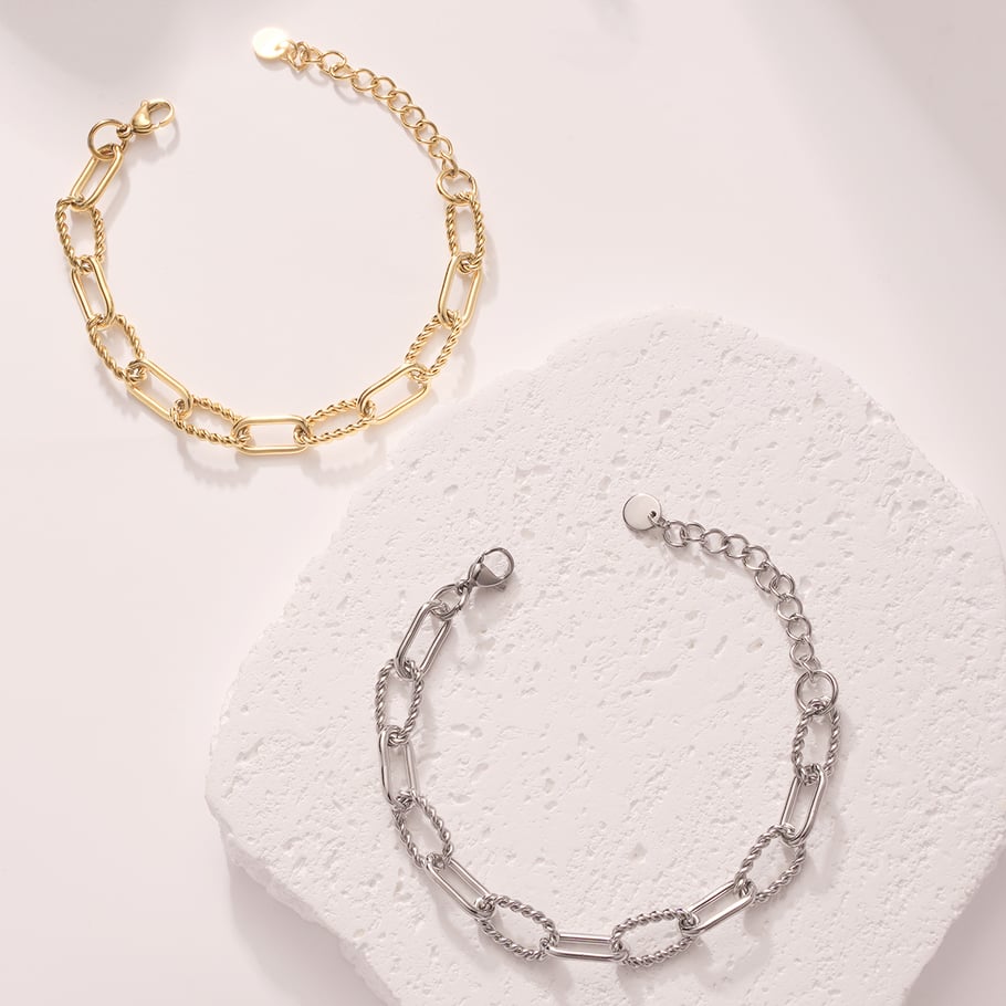 Bracelets à chaîne torsadés en acier inoxydable doré pour femme Image3