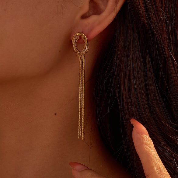 1 Pair Luxurious Series Daily Tassel Stainless Steel Women's Charm Earrings 2