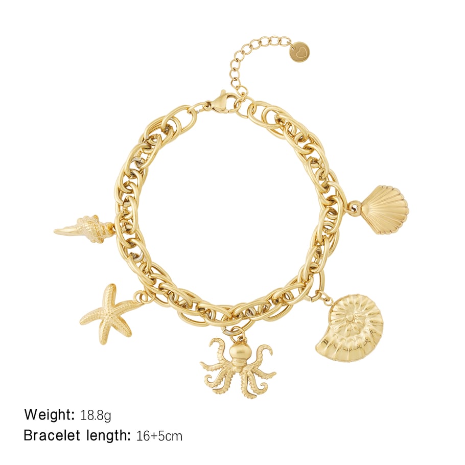 Braccialetti con ciondolo da donna in acciaio inossidabile color oro Octopus Oceanic Immagine2