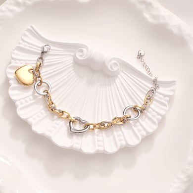 Radiant Heart Stainless Steel Gold Color Women's Charm Bracelets h5 Picture4
