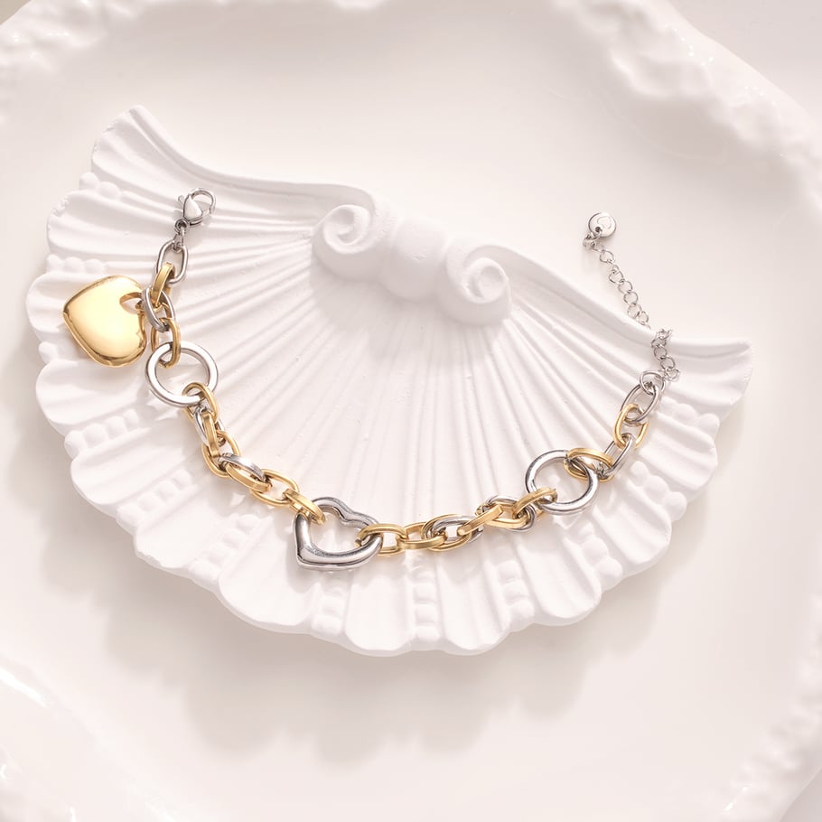 Radiant Heart Stainless Steel Gold Color Women's Charm Bracelets Picture4
