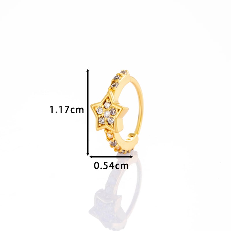 1 piercing de nez pour femme en forme d&#39;étoile brillante, couleur cuivre et or, zircon Image2