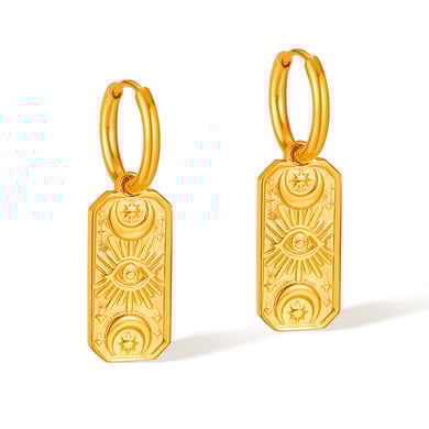 1 Paar einfache Serie täglich geometrische Edelstahl Gold Farbe Damen Tropfen Ohrringe h5 