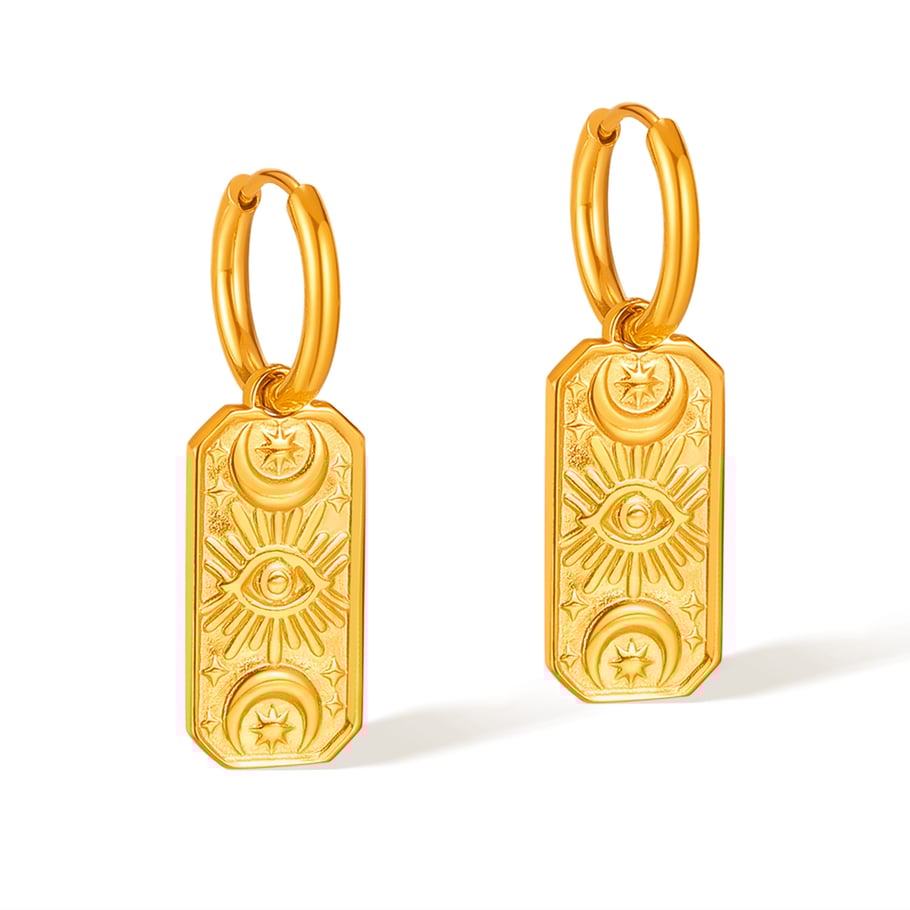 1 Paar einfache Serie täglich geometrische Edelstahl Gold Farbe Damen Tropfen Ohrringe 