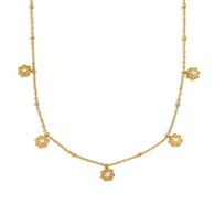 Zirkonia Blumen Clip Perlen Halskette-Gold 