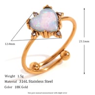 Verstellbarer Opal-Herzring - Gold und Blau 