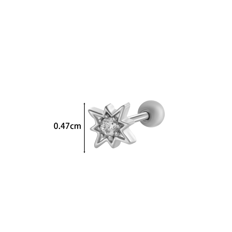 1 Pair Simple Series Simple Sun/Moon Copper   Gold Color  Zircon Women's Piercings Earrings Picture2