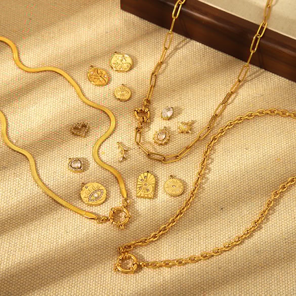 1 Paar Luxuriöse Serie Elegante Geometrische Edelstahl Gold Farbe Zirkon Unisex Anhänger 2