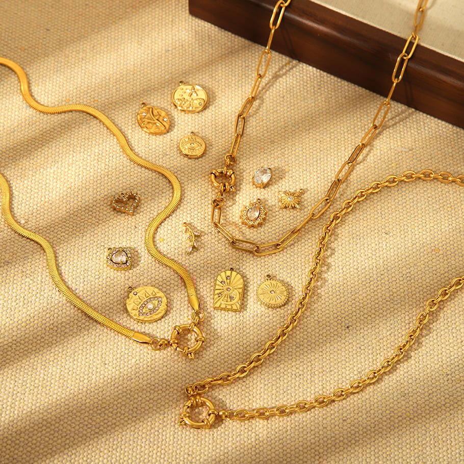 1 Paar Luxuriöse Serie Elegante Geometrische Edelstahl Gold Farbe Zirkon Unisex Anhänger Bild2