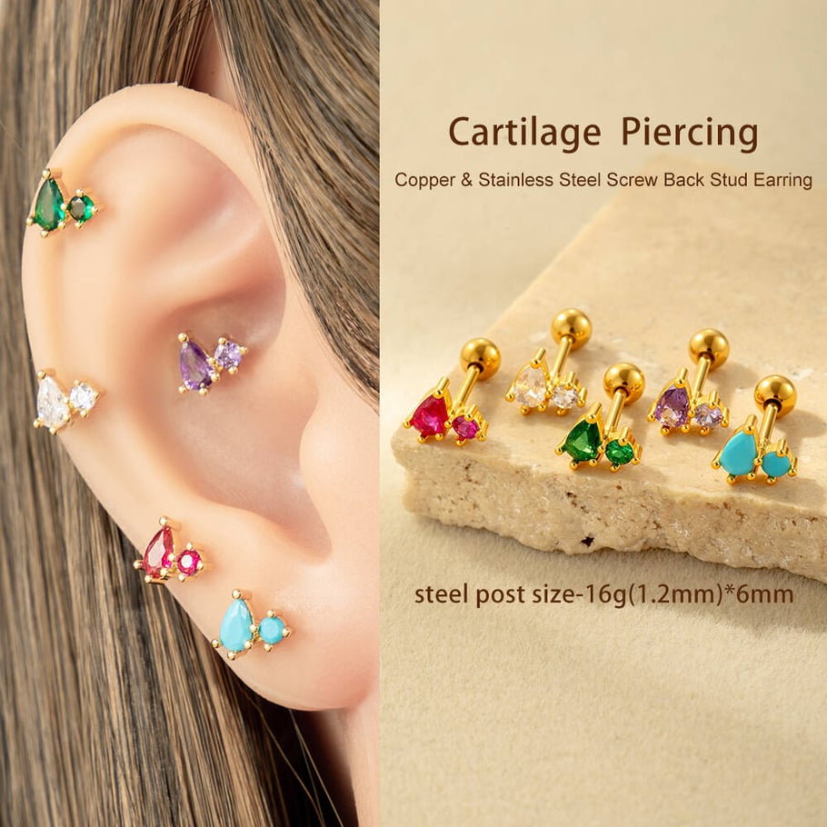 Kupfer Gold Farbe Zirkon Piercings Ohrringe Bild5