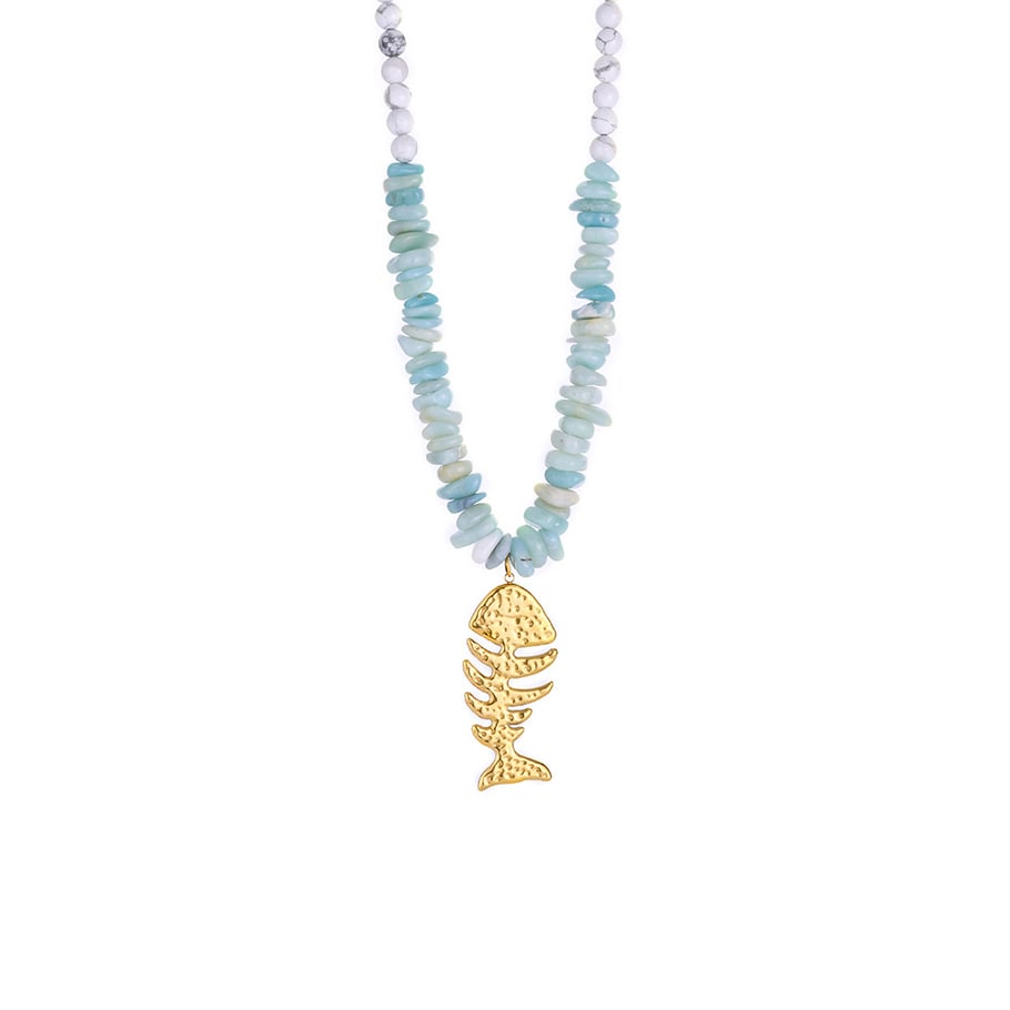 Fishbone White Turquoise Beads Women's Pendant Necklaces Picture6