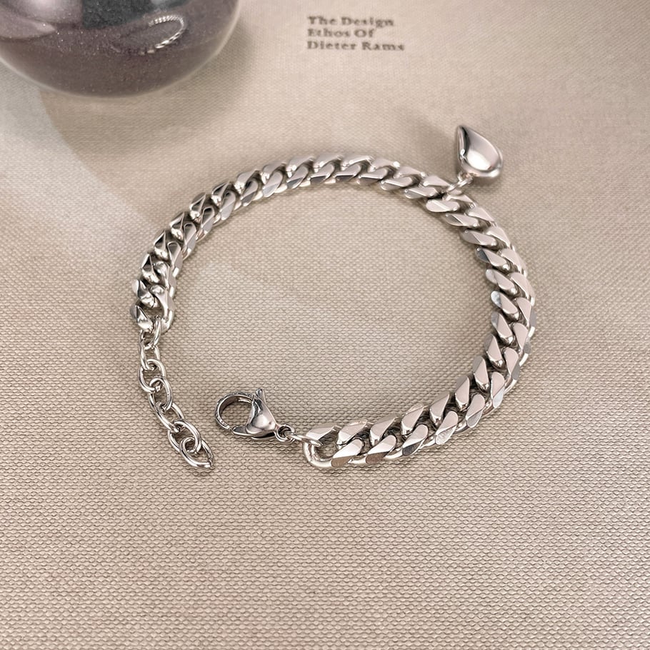 1 Stück Simple Series Tägliches Herz Edelstahl Paar Kettenarmbänder Bild8