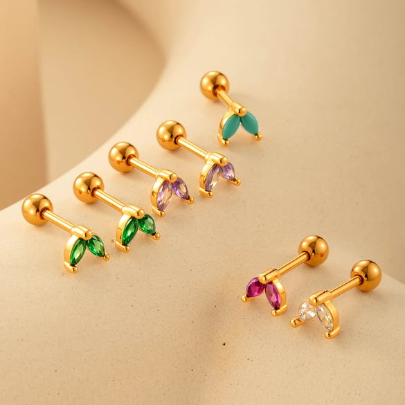 Kupfer Gold Farbe Zirkon Piercings Ohrringe