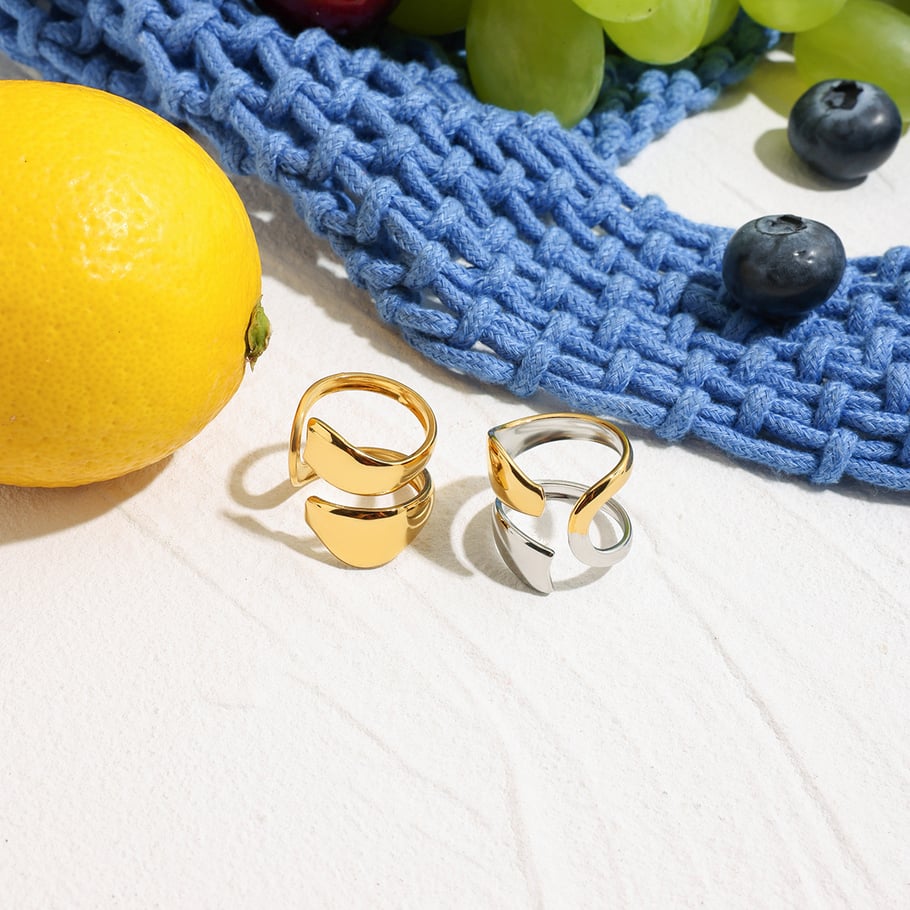 Einfache geometrische Edelstahl Gold Farbe Minimalist Ringe Bild5