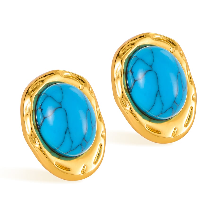 1 par de pendientes de botón de acero inoxidable dorados con diseño geométrico informal de serie simple para mujer 