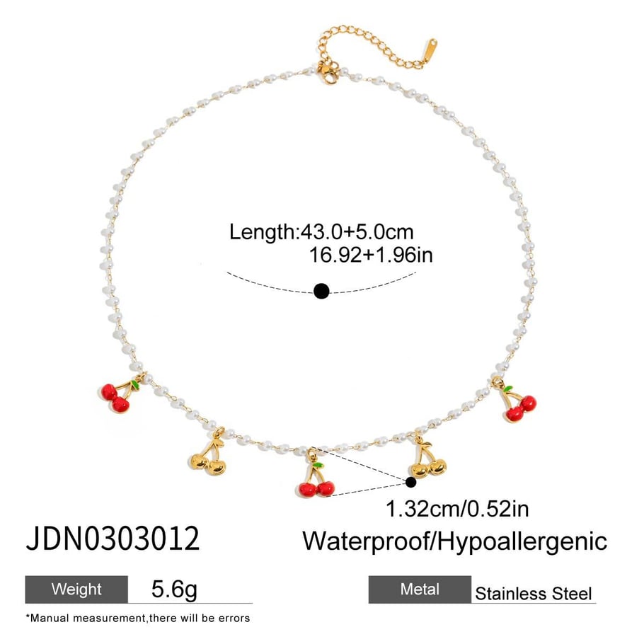 Sweet Cherry Stainless Steel Gold Color Pendant Necklace Picture2