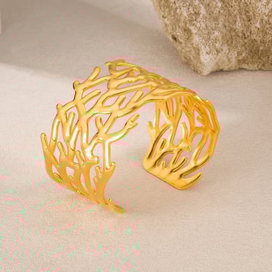 Pulseras de acero inoxidable color dorado para mujer, serie simple, 1 unidad h5 Imagen3