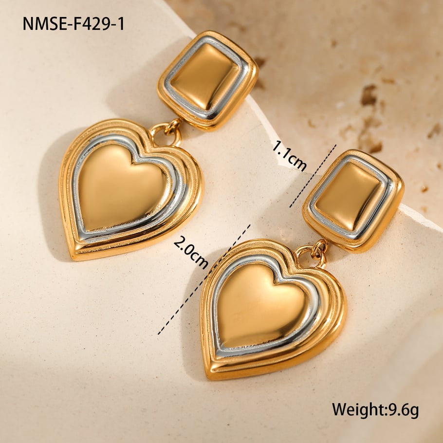 1 Paar einfache Serie täglich gemischte Farbe Edelstahl Gold Farbe Damen Tropfen Ohrringe 