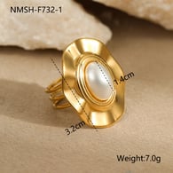 NMSH-F732-1 Oval İnci Yüzük/One size Resim10
