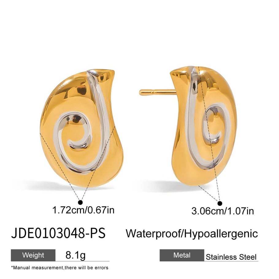 Spiral Stainless Steel MIxed Color Stud Earrings h5Picture2