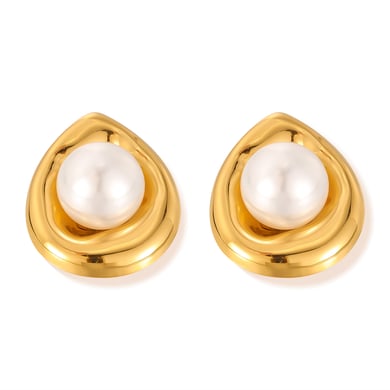 1 Paar Simple Series Tägliche geometrische Edelstahl Goldfarbene Damen-Ohrstecker h5 