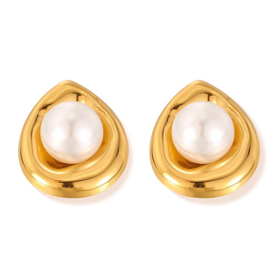 1 Paar Simple Series Tägliche geometrische Edelstahl Goldfarbene Damen-Ohrstecker 