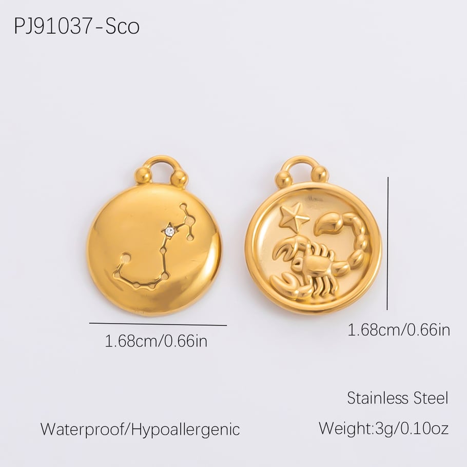 Constellation Round Stainless Steel Gold Color Women's Pendants Picture2