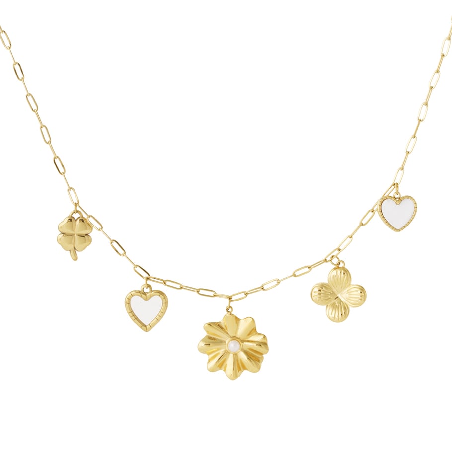 Romantische bloemen roestvrij staal goudkleurige dames hanger kettingen 