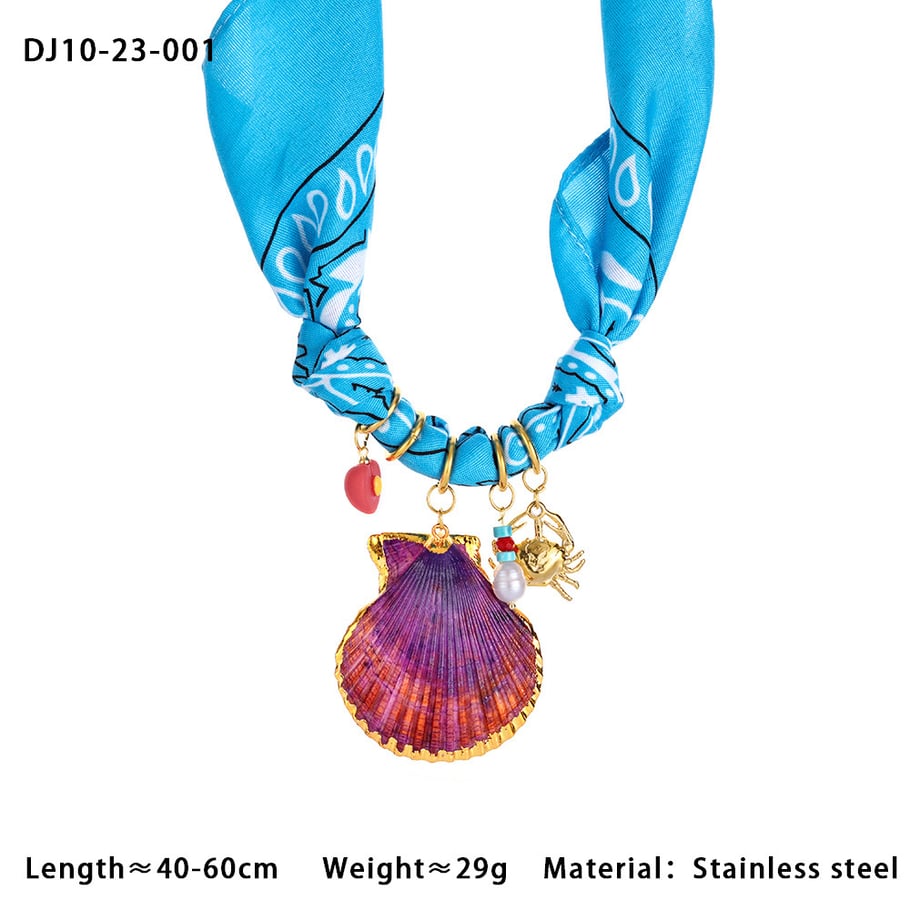 Elegant Kerchief Shell Stainless Steel Gold Color Women's Pendant Necklaces 