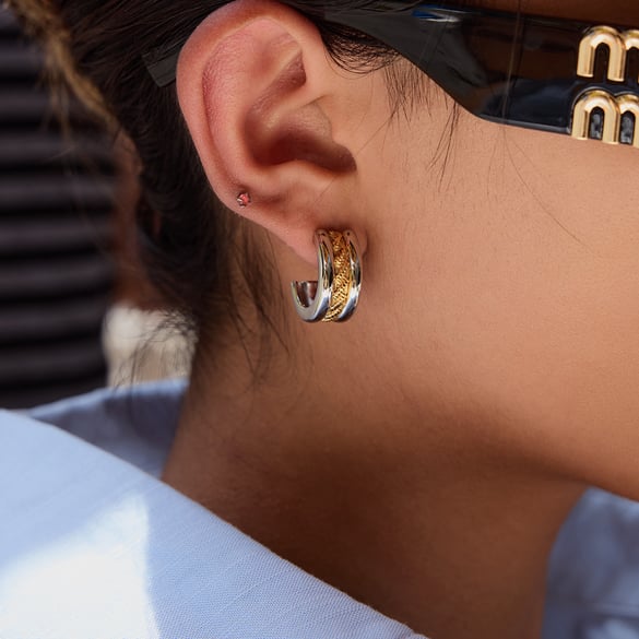 Pendientes geométricos clásicos de acero inoxidable en colores variados