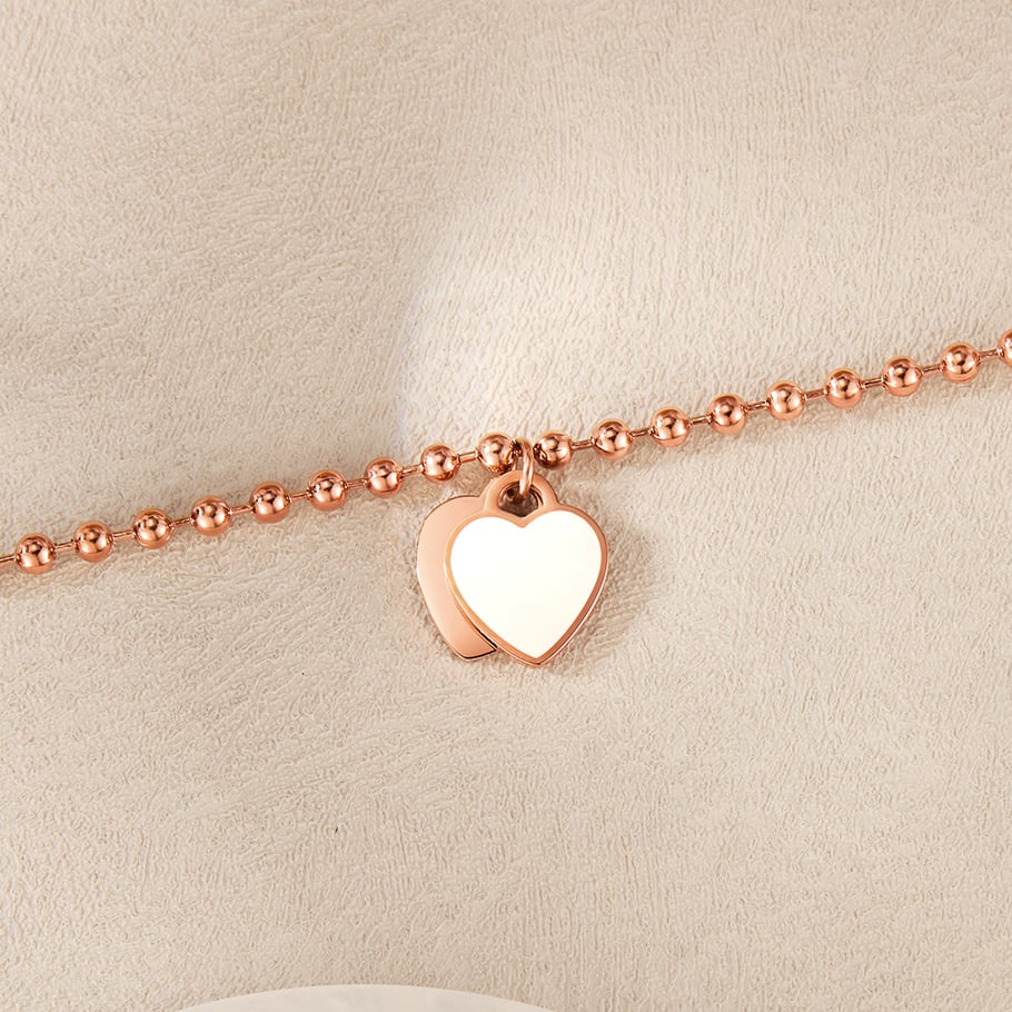 Bracelet de perles en acier inoxydable pour femme, série Simple, motif cœur simple, 1 pièce Image6