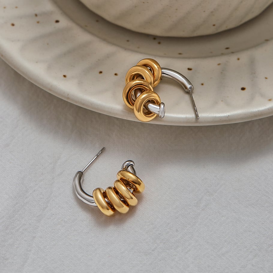 Classic Stainless Steel Mixed Color Drop Earrings h5Picture6