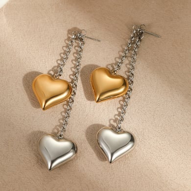 1 Paar einfache Serie täglich gemischte Farbe Edelstahl Gold Farbe Damen Tropfen Ohrringe h5 Bild3