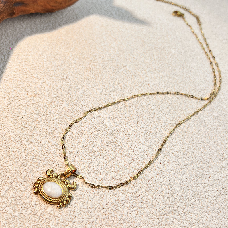 Crab Stainless Steel Gold Color Pendant Necklaces 