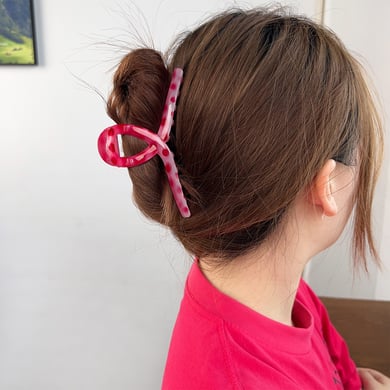 Pinces à cheveux en acrylique à pois doux pour femme, série Simple h5 Image3