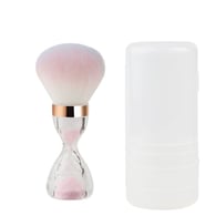 Hourglass-Pinsel für losen Puder – rosa Sand – rosa dreifarbiges Haar + transparente PP-Box 