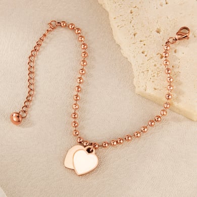 Bracelet de perles en acier inoxydable pour femme, série Simple, motif cœur simple, 1 pièce h5 Image5