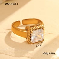 NMSR-G353-1 Beyaz Kare Yüzük/One size 