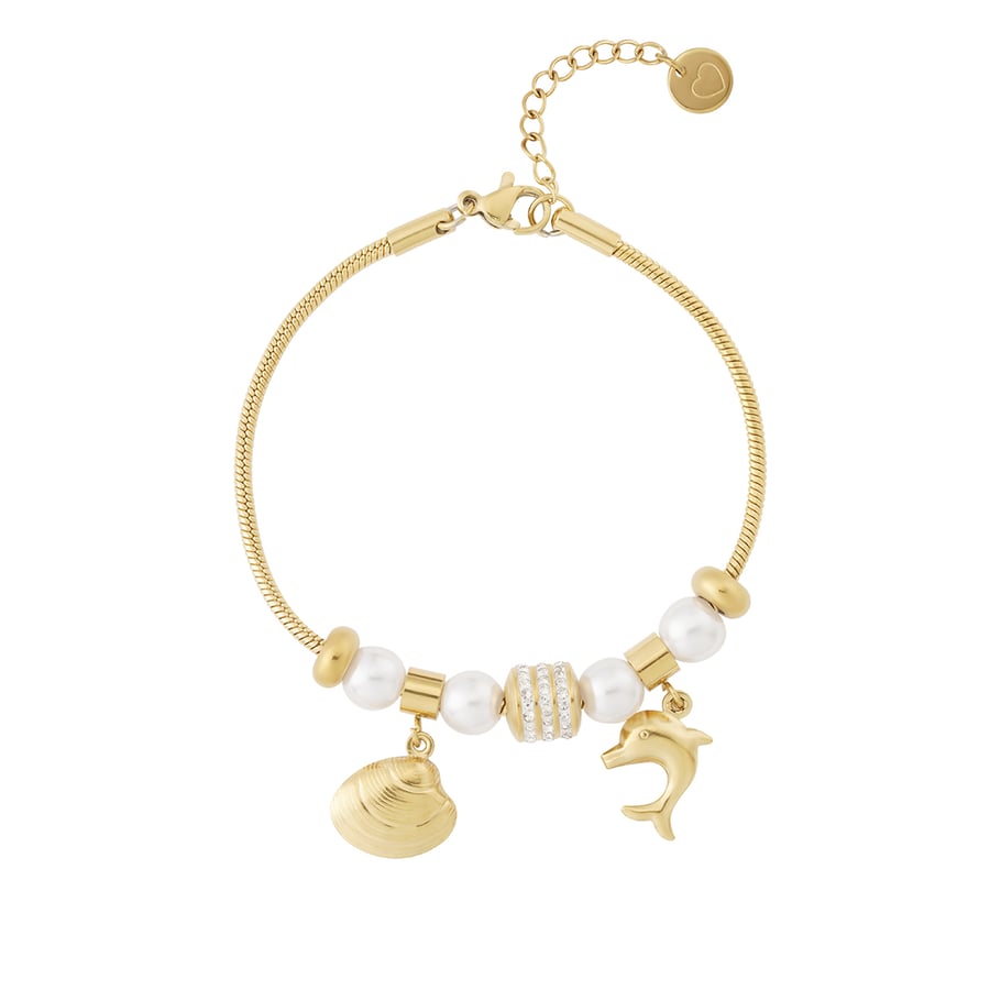 Bracelets à breloques pour femme en acier inoxydable couleur or avec motif dauphin 