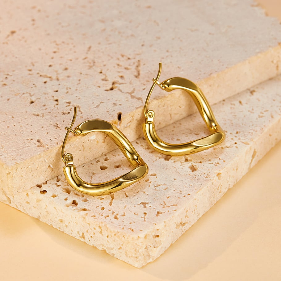 1 Paar einfache Serie süße geometrische Edelstahl Gold Farbe Damen Ohrstecker Bild6